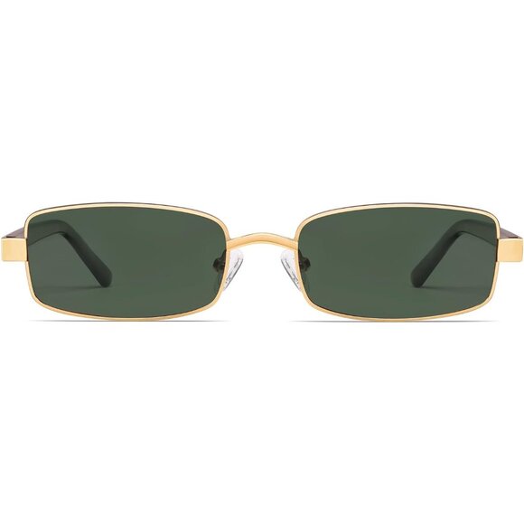 ✨Women\'s Green Retro Rectangle Polarized Trendy Slim Narrow Frame Sunglasses